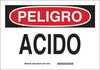 Brady B-401 Polystyrene Rectangle White Chemical, Biohazard, Hazardous & Flammable Material Sign - 14 in Width x 10 in Height - Language Spanish - TEXT: PELIGRO ACIDO - 39130 - 754473-39130 - R. S. Hughes Company, Inc.