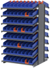 Akro-Mils 1800 lb Blue Gray Powder Coated Steel 16 ga Double Sided Fixed Rack - 36 3/4 in Overall Length - 132 Bins - Bins Included - APRD1836448 BLUE -- APRD1836448 BLUE - Image