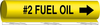 Brady B-689 Black on Yellow Polyester Wrap-Around Pipe Marker - 8 in Width - 3/4 in Character Height - 9 in Length - Printed Msg = #2 FUEL OIL with Right Arrow - 5693-I - 754476-57222 - R. S. Hughes Company, Inc.
