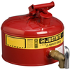 Justrite Red Steel 2.5 gal Safety Can - 11 1/2 in Height - 11 3/4 in Overall Diameter - 697841-14056 - 697841-14056 - R. S. Hughes Company, Inc.