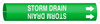 Brady Bradysnap-On B-915 White on Green Plastic Snap-On Pipe Marker - 3/4 in Character Height - Printed Msg = STORM DRAIN with Right Arrow - 4132-B - 754476-44910 - R. S. Hughes Company, Inc.