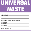 Brady B-235 Black / Purple on White Square Paper Health, Sanitation & Waste Label - 6 in Width - 6 in Height - Printed Text = UNIVERSAL WASTE - CONTENTS - 60362 - 754476-60362 - R. S. Hughes Company, Inc.