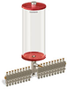 Red Color Key, Clear View Multiple Feed Manual Lubricator, 1 gal Acrylic Reservoir, 19 Feeds, 1/4” OD Tube Outlets -- B5163-128AB191RW