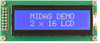 Lcd Display, Cob, 16 X 2, Blue Stn, 3.3V Rohs Compliant Midas - 56AJ9988 - Newark, An Avnet Company