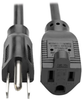 Power Extension Cord, NEMA 5-15P to NEMA 5-15R - 10A, 120V, 18 AWG, 25 ft., Black -- P022-025