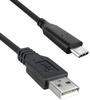 USB 2.0 A Male to USB 2.0 Type C Male, Black color, 28/22AWG, 1M Length - 3021090-01M - Qualtek Electronics Corp.