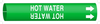 Brady Bradysnap-On B-915 White on Green Plastic Snap-On Pipe Marker - 3/4 in Character Height - Printed Msg = HOT WATER with Right Arrow - 4335-B - 754473-67441 - R. S. Hughes Company, Inc.