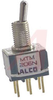 Switch, Toggle(short); Vert. PC Mnt; 6 A; 125 VAC; DPDT; On-None-On; PC Tail - 70156048 - Allied Electronics, Inc.