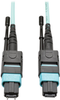 MTP/MPO Multimode Patch Cable, 12 Fiber, 40 GbE, 40 GBASE-SR4, OM3 Plenum-Rated (M/F), Aqua, 10 m (32 ft.) -- N842-10M-12-MF - Image