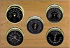 5 Instrument Weather Station - Professional, Brass cases, Black dials, Oak panel