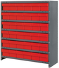 Closed Shelving, 7Shelves, 36Bins, Red; Shelving Unit Type Quantum Storage - 44AC4610 - Newark, An Avnet Company