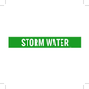 Brady B-946 White on Green Vinyl Self-Adhesive Pipe Marker - 2 1/4 in Height - 2 in Character Height - 14 in Length - Printed Msg = STORM WATER - 7275-1 - 754476-79874 - R. S. Hughes Company, Inc.