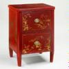Red lacquer decorated bedside table - FTA78/R - Vaughan Designs, Inc.