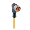 M12 Standard Sensor/Actuator Single-Ended Cordset: Female, angled, 4-pin, A-coded, translucent body, 10-30 V DC, 4 A, with 3xLEDs (PNP); PUR yellow cable, 4-wires, 0.34 mm² - RKWT/LED P 4-377 - Belden Inc.