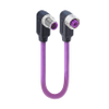 PROFIBUS Data Double-Ended Cordset: Male angled B-coded black M12 Standard to female angled B-coded black M12 Standard, shielded, 50 V AC / 60 V DC, 4 A; PUR violet cable, 2-wires, 0.34 mm² - 0975 254 130 - Belden Inc.