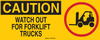 Brady B-120 Fiberglass Reinforced Polyester Rectangle Yellow Truck & Forklift Warehouse Traffic Sign - 17 in Width x 7 in Height - TEXT: WATCH OUT FOR FORK LIFT TRUCKS - 70577 - 754476-70577 - R. S. Hughes Company, Inc.