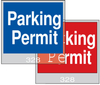 Brady Blue / White on Gray Square Vinyl Parking Permit Label - 3 in Width - 3 in Height - Printed Text = PARKING PERMIT - Print Number(s) = 401 to 500 - 96233 - 754473-14249 - R. S. Hughes Company, Inc.