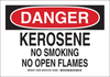 Brady B-302 Polyester Rectangle White Chemical, Biohazard, Hazardous & Flammable Material Sign - 10 in Width x 7 in Height - Laminated - TEXT: DANGER KEROSENE NO SMOKING NO OPEN FLAMES - 126308 - 754473-74481 - R. S. Hughes Company, Inc.