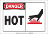 Brady B-555 Aluminum Rectangle Yellow Machine & Equipment Sign - 10 in Width x 7 in Height - TEXT: DANGER HOT - 46643 - 754476-46643 - R. S. Hughes Company, Inc.