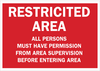 Admittance Sign - 40820 - Brady Corporation