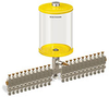 Yellow Color Key, Clear View Multiple Feed Manual Lubricator, 1/2 gal Pyrex Reservoir, 22 Feeds, 1/4” OD Tube Outlets - B5163-064PB221YW - Oil-Rite Corp.