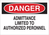 Brady B-555 Aluminum Rectangle White Restricted Area / No Trespassing Sign - 10 in Width x 7 in Height - TEXT: DANGER ADMITTANCE LIMITED TO AUTHORIZED PERSONNEL - 40635 - 754476-40635 - R. S. Hughes Company, Inc.