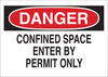Brady B-555 Aluminum Rectangle White Confined Space Sign - 10 in Width x 7 in Height - TEXT: DANGER CONFINED SPACE ENTER BY PERMIT ONLY - 40988 - 754476-40988 - R. S. Hughes Company, Inc.