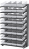 Akro-Mils 1800 lb Clear Gray Powder Coated Steel 16 ga Double Sided Fixed Rack - 36 3/4 in Overall Length - 64 Bins - Bins Included - APRD18188 CLEAR -- APRD18188 CLEAR - Image