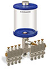 Blue Color Key, Clear View Multiple Feed Manual Lubricator, 1 qt Pyrex Reservoir, 8 Feeds, 1/4” OD Tube Outlets - B5163-032PB081BW - Oil-Rite Corp.
