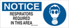 Brady B-120 Fiberglass Reinforced Polyester Rectangle White Breathing Apparatus Sign - 17 in Width x 7 in Height - TEXT: NOTICE RESPIRATORS REQUIRED IN THIS AREA - 70507 - 754476-70507 - R. S. Hughes Company, Inc.