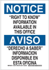 Brady B-302 Polyester Rectangle White Right To Know Sign - 10 in Width x 14 in Height - Laminated - Language English / Spanish - 124982 - 754473-72598 - R. S. Hughes Company, Inc.