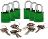 Brady Compact Aluminum Padlock Green Keyed Different 6 Pack - 133263 - Brady Corporation