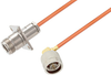 N Female 4 Hole Flange to N Male Right Angle Cable 150 cm Length Using RG402 Coax - PE3W07619-150CM - Pasternack