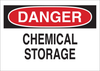 Brady B-555 Aluminum Rectangle White Chemical, Biohazard, Hazardous & Flammable Material Sign - 10 in Width x 7 in Height - TEXT: DANGER CHEMICAL STORAGE - 122406 - 754473-71341 - R. S. Hughes Company, Inc.