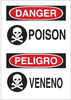 Brady B-401 Polystyrene Rectangle White Chemical, Biohazard, Hazardous & Flammable Material Sign - 7 in Width x 10 in Height - Language English / Spanish - TEXT: DANGER POISON / PELIGRO VENENO - 12530 - 754473-72933 - R. S. Hughes Company, Inc.