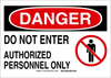Brady B-120 Fiberglass Reinforced Polyester Rectangle White Restricted Area / No Trespassing Sign - 14 in Width x 10 in Height - TEXT: DANGER DO NOT ENTER AUTHORIZED PERSONNEL ONLY - 131630 - 754473-81759 - R. S. Hughes Company, Inc.