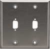 2-Port DB9 Double-Gang Stainless Steel Wallplate - WP073 - Black Box