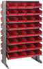 2 Side Sloped Rack, 16Shelves, 64Bin/red; Shelving Unit Type Quantum Storage - 44AC6349 - Newark, An Avnet Company