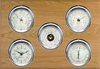 5 Instrument Weather Station - Professional, Chrome cases, Silver dials, Oak panel