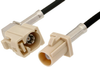 Beige FAKRA Plug to FAKRA Jack Right Angle Cable 48 Inch Length Using RG174 Coax - PE38753I-48 - Pasternack
