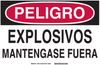 Brady B-555 Aluminum Rectangle White Chemical, Biohazard, Hazardous & Flammable Material Sign - 14 in Width x 10 in Height - Language Spanish - TEXT: PELIGRO EXPLOSIVOS MANTENGASE FUERA - 37834 - 754473-37834 - R. S. Hughes Company, Inc.