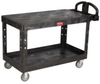Black Rubbermaid Large Flat 2 Shelf Utility Cart 54