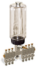 (Formerly B3193-4X08), Multiple Feed Manual Lubricator, 1 qt Polycarbonate Reservoir, 7 Feeds - B3193-03207B111GW - Oil-Rite Corp.