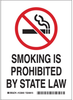 Brady B-302 Polyester Rectangle White Smoking Not Permitted Sign - 7 in Width x 10 in Height - Laminated - TEXT: SMOKING IS PROHIBITED BY STATE LAW - 123045 - 754473-71957 - R. S. Hughes Company, Inc.