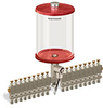 Red Color Key, Clear View Multiple Feed Electro Lubricator, 1/2 gal Acrylic Reservoir, 18 Feeds, 1/4” OD Tube Outlets, 120V/60Hz - B5162-064AB1812061RW - Oil-Rite Corp.