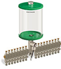 Green Color Key, Clear View Multiple Feed Electro Lubricator, 1/2 gal Acrylic Reservoir, 17 Feeds, 1/4” OD Tube Outlets, 24VDC - B5162-064AB17024D1GW - Oil-Rite Corp.