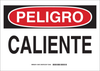 Brady B-120 Fiberglass Reinforced Polyester Rectangle White Machine & Equipment Sign - 10 in Width x 14 in Height - Language Spanish - TEXT: PELIGRO CALIENTE - 39804 - 754476-39804 - R. S. Hughes Company, Inc.