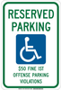 Brady B-401 High Impact Polystyrene Rectangle White Parking Restriction, Permission & Information Sign - 12 in Width x 18 in Height - TEXT: RESERVED PARKING $50 FINE 1ST OFFENSE PARKING VIOLATIONS - 1 - 754473-75791 - R. S. Hughes Company, Inc.