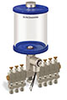 Blue Color Key, Clear View Multiple Feed Electro Lubricator, 1 qt Pyrex Reservoir, 7 Feeds, 1/4