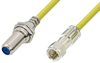 75 Ohm F Male to 75 Ohm F Female Bulkhead Cable 12 Inch Length Using 75 Ohm PE-B159-YW Yellow Coax -- PE38138/YW-12